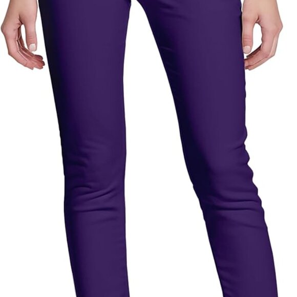 Purple ultra-stretch elastic waistband women's twill pants - Picture 1 of 7